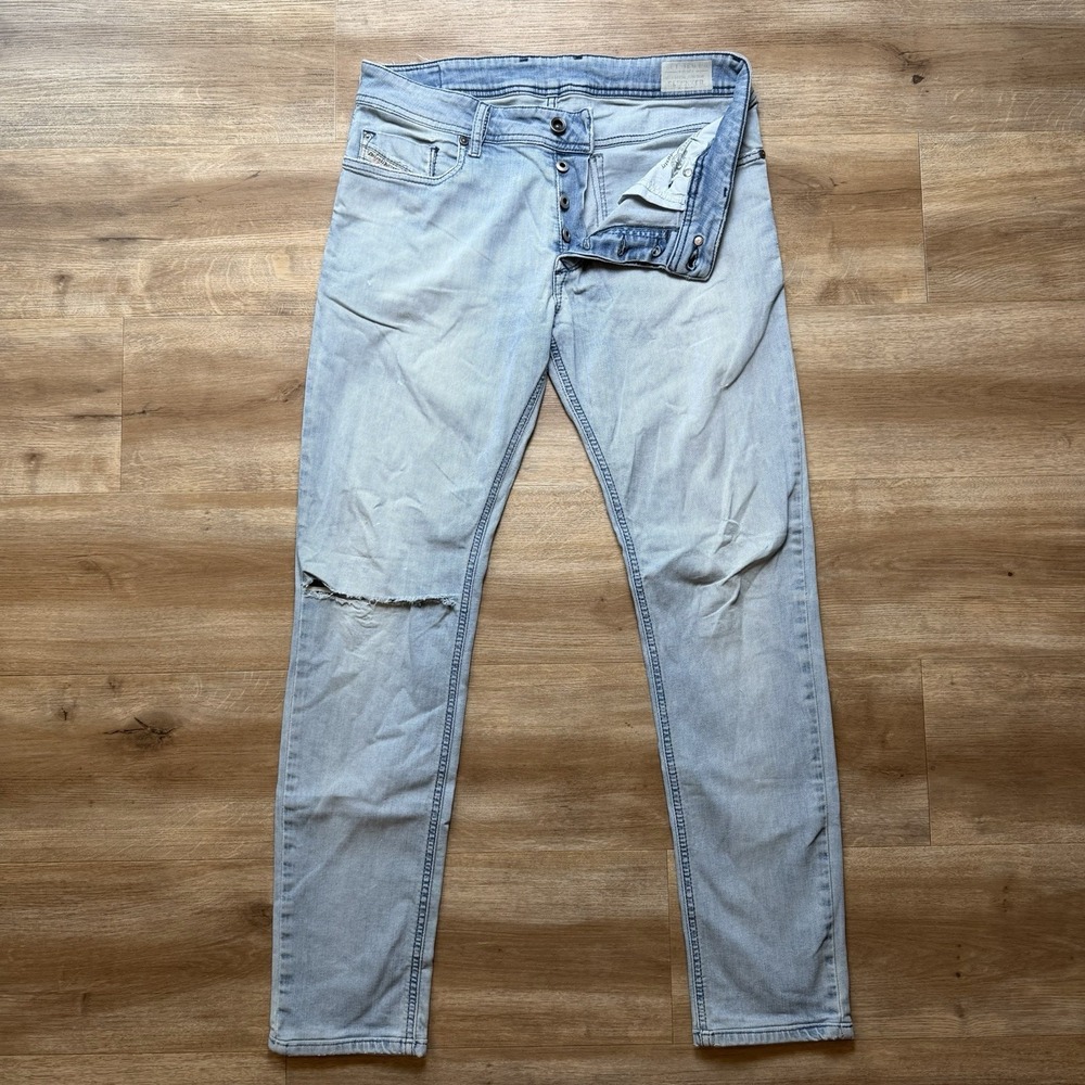 Diesel Sleenker Jeans Mens 31x30 Light Wash‎ Distressed Slim Skinny Denim 0673E